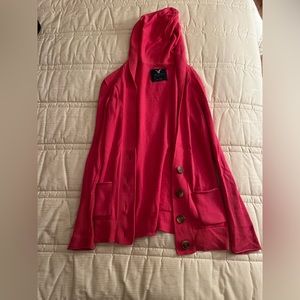 American Eagle Front Button Cardigan with Hood